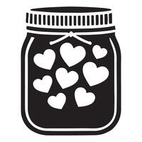 Minimalist Heart Filled Jar Silhouette Isolated Illustration Design vector