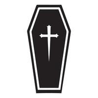 Elegant Black Coffin Silhouette with Cross Graphic Element vector