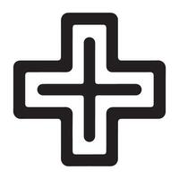 Geometric outlined plus sign symbol for math and health vector