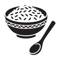 Rice Bowl and Spoon Silhouette for Food Content Creation vector