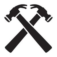 Silhouette of Crossed Hammers for Construction and Repair Projects Art vector