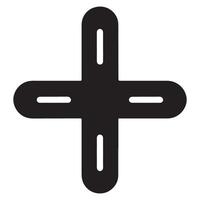 Rounded plus sign silhouette with internal cutouts design image vector