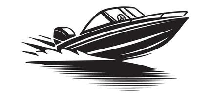 Dynamic Speed Boat Silhouette Illustration with Water Splash vector