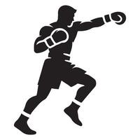 Dynamic Male Boxer Silhouette Punching Forward Aggressively Illustration vector