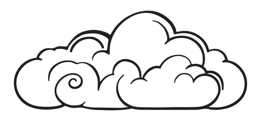 Detailed White Cloud Outline Illustration for Weather and Design Use