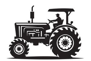 Modern Tractor Silhouette with Canopy for Farming and Agriculture vector