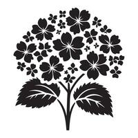Hydrangea Flower Silhouette Illustration for Botanical Art Projects vector