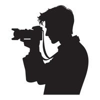 Professional Photographer with Camera Silhouette Capturing the Moment vector