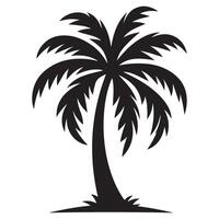 Silhouette of single palm tree on isolated tropical island vector