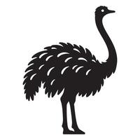 Silhouette Ostrich Walking Black Bird Graphics Illustration Image vector