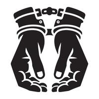 Graphic of Hands in Handcuffs Silhouette Symbolizing Arrest vector