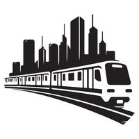 Urban Cityscape Subway Train Illustration for Modern Transit Systems Design vector
