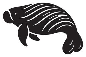 Black and White Manatee Illustration for Coastal Conservation Projects vector