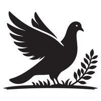 Dove of Peace Silhouette with Olive Branch Graphic Art vector