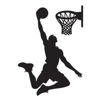 Basketball Player Silhouette Slam Dunking Sport Illustration vector