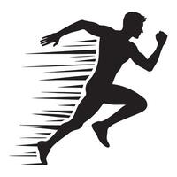 Silhouette Sprinter Athlete in Motion Fast Running Illustration Design vector