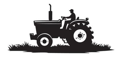 Simple Tractor Silhouette on a Grassy Field for Agricultural Needs vector