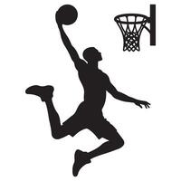 Silhouette of Man Dunking Basketball Sports Action and Skill vector