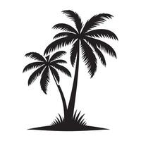 Two tropical palm trees silhouette for island themed graphics vector