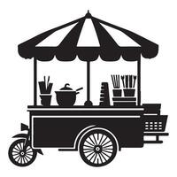 Vintage Mobile Street Food Cart Illustration Silhouette for Branding vector