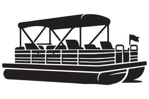 Relaxing Pontoon Boat Silhouette Art For Boating Recreation Design vector