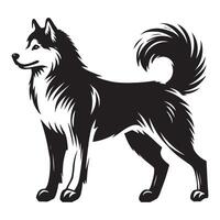 Standing husky dog silhouette illustration for design projects vector