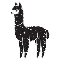 Whimsical Llama Silhouette with Starry Pattern Artistic Illustration Design vector