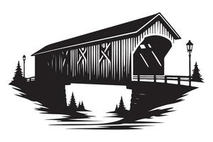 Scenic Covered Bridge Silhouette Illustration of Architecture vector