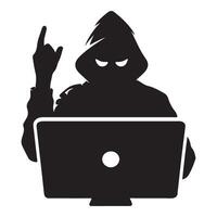 Silhouette Hacker with Idea Computer Exploit Illustrating Threat Security Breach vector