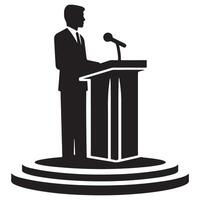 Silhouette of Public Speaker Giving Powerful Speech vector
