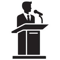 Public Speaker on Podium Silhouette for Event and Communication Designs vector