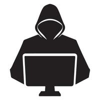 Anonymous Silhouette Hacker Behind Computer Screen Online Security Risks vector