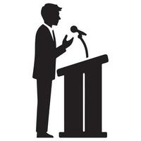 Silhouette of a Dynamic Speaker Delivering a Speech vector