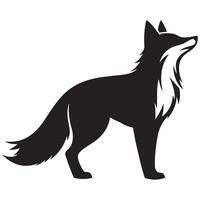 Majestic Black Fox Silhouette Design Forest Creature Artwork vector