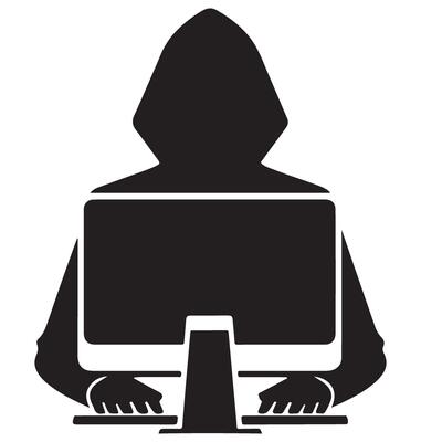 Anonymous Hacker Silhouette at Computer Illustration Design