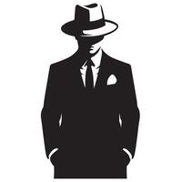 Silhouette of a Stern Gangster Man with Classy Look vector