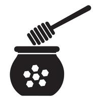 Honey Pot and Dipper Silhouette Illustration for Beekeeping and Natural Sweeteners vector
