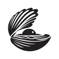 Clean Clams Silhouette Design in Black vector
