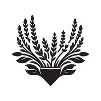 Black Silhouette of Heather for Logo Design vector