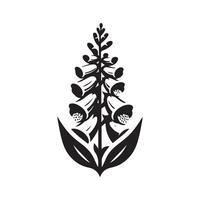 Art of Black Foxglove Silhouette Flower vector