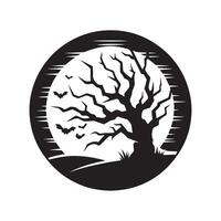 Halloween Tree Black Silhouette for Apparel Design vector