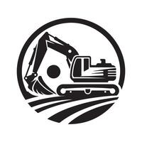 Excavator Image in Black Silhouette vector
