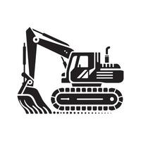 Excavator Black Silhouette for Print Materials vector