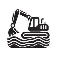 Excavator Black Silhouette for Web Design Projects vector