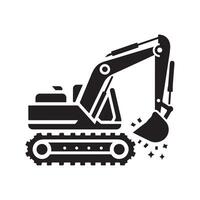 Excavator Black Illustration for Presentations vector