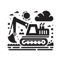 Excavator Black Design for Branding vector
