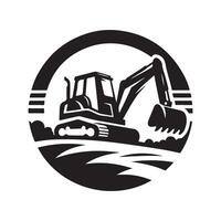 Black Backhoe Excavator Clipart Design vector