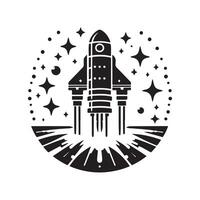 Clean Space Capsule Silhouette Black Graphic vector