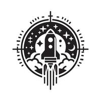 Simple Space Capsule Silhouette in Black vector