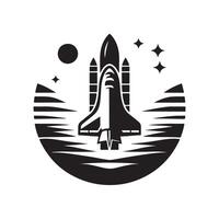 Space Shuttle Art in Black Silhouette Format vector